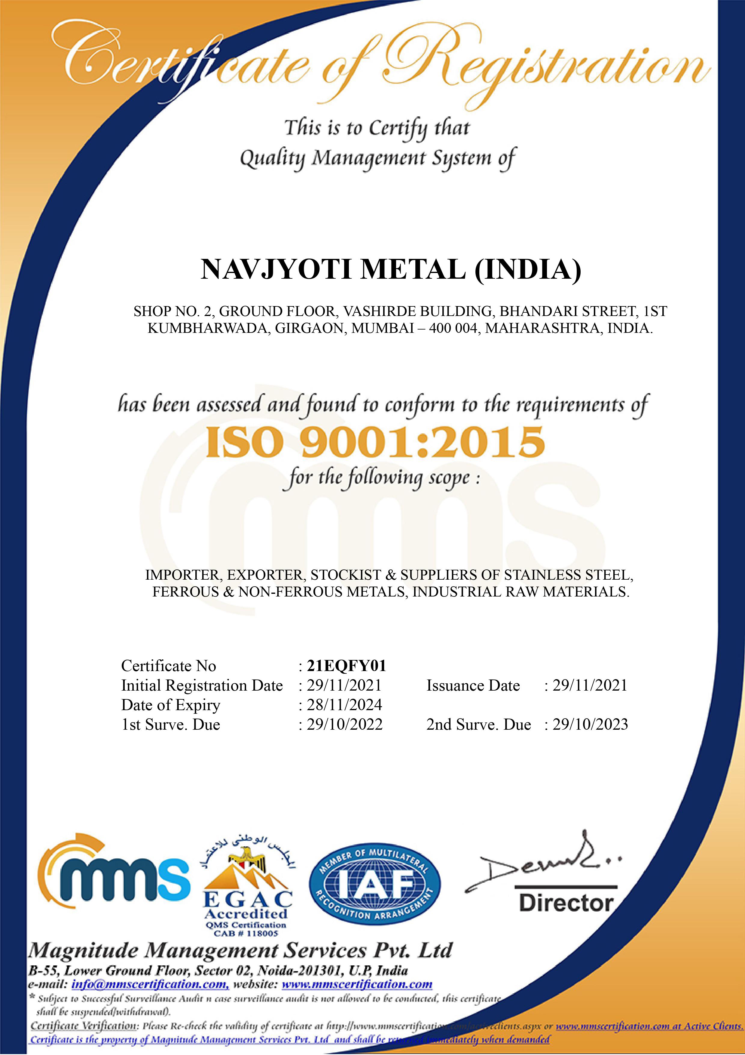 ISO Certificate